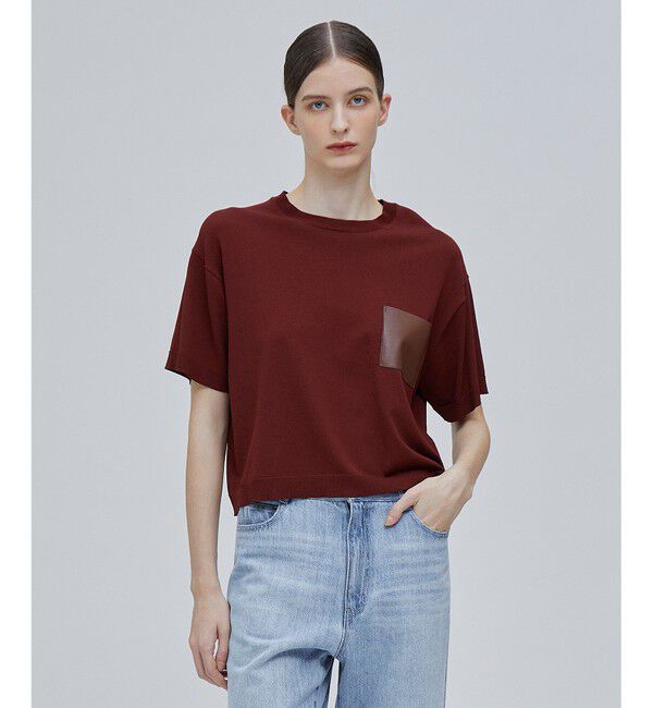 BEIGE,「【上代変更 WEBOFF本部移送済み】 NADIA / ニットTシャツ」|ニット・セーター|Burgundy x Burgundy