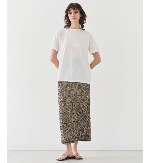 BEIGE,「【洗える】ALYSSUME / スパンコールストレッチニットスカート」|スカート|