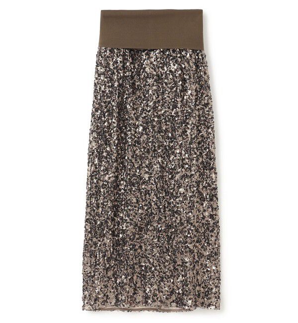 BEIGE,「【洗える】ALYSSUME / スパンコールストレッチニットスカート」|スカート|