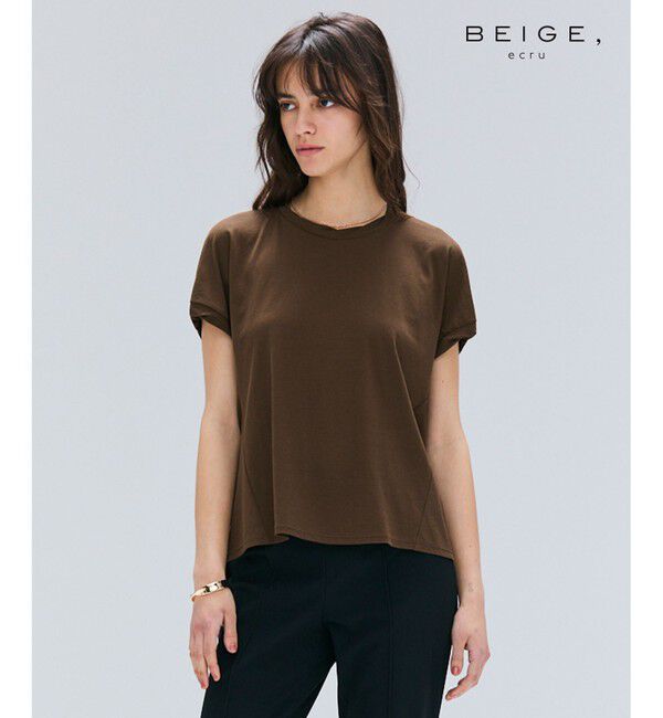 BEIGE,「【BEIGE,ecru/WEB限定・洗える】FINE DRY TOUCH / ねじりデザインコットンクルーネックTシャツ」|Tシャツ・カットソー|Brown