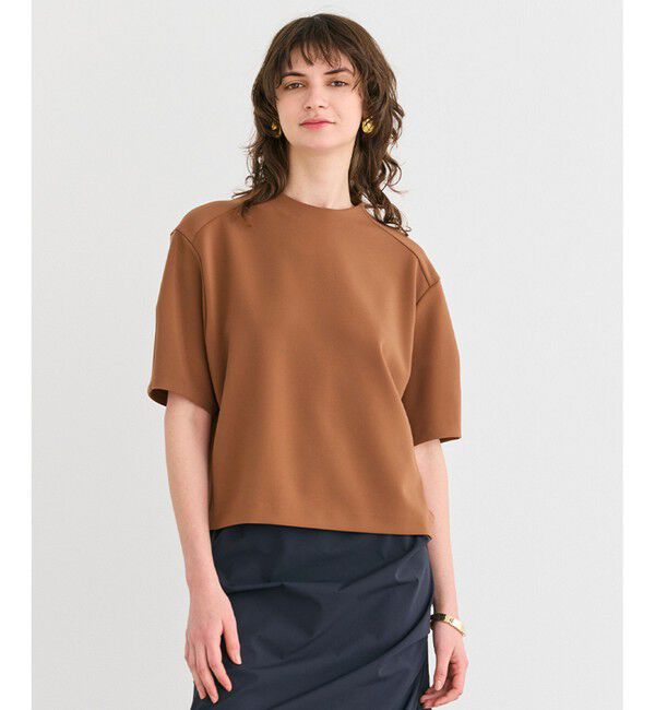 BEIGE,「【洗える】ALTHEA / ダンボールジャージーバックスリットブラウス」|シャツ・ブラウス|Brown