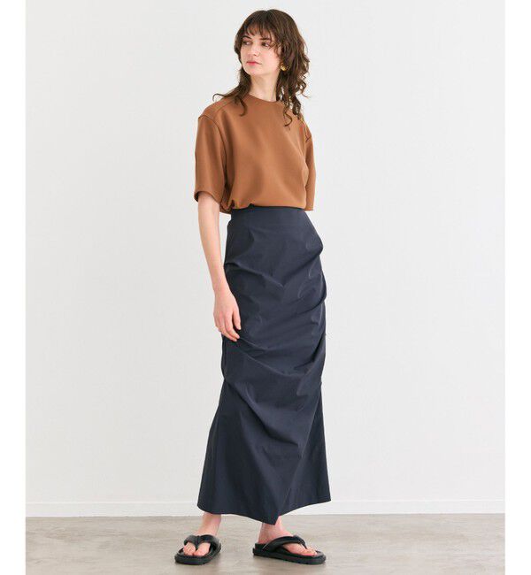 BEIGE,「【洗える】ALTHEA / ダンボールジャージーバックスリットブラウス」|シャツ・ブラウス|