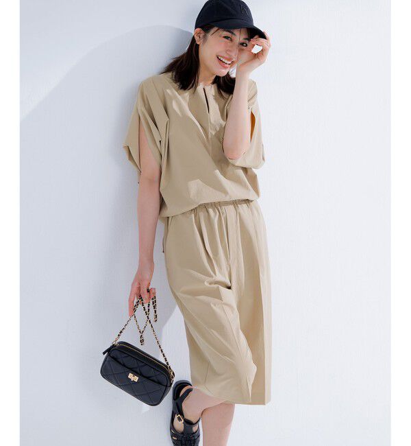 BEIGE,「【接触冷感/UVカット/洗える】YANN / ウエストゴムハーフタックパンツ」|その他|Beige