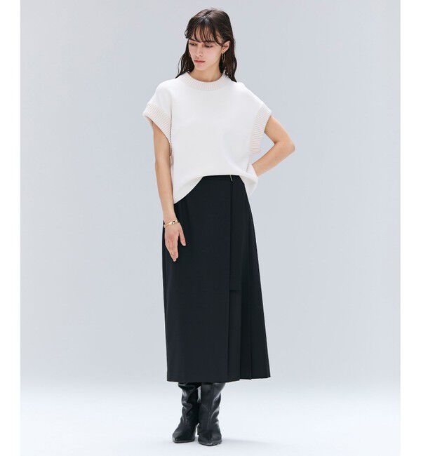 BEIGE,「【セットアップ対応・洗える・BAILA 11月号掲載】ZEPHYR / ウールライクアシンメトリープリーツスカート」|スカート|