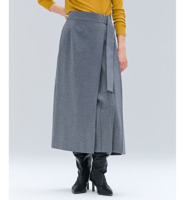 BEIGE,「【セットアップ対応・洗える・BAILA 11月号掲載】ZEPHYR / ウールライクアシンメトリープリーツスカート」|スカート|Top Gray