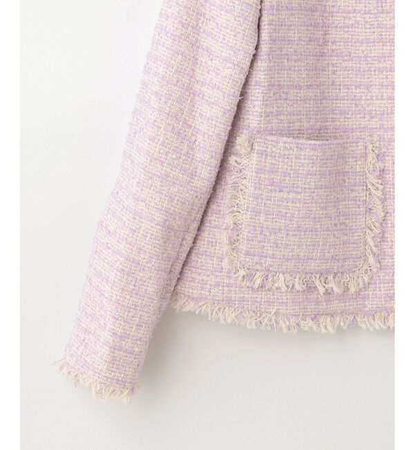  「ツイードフリンジジャケット」|ノーカラージャケット|