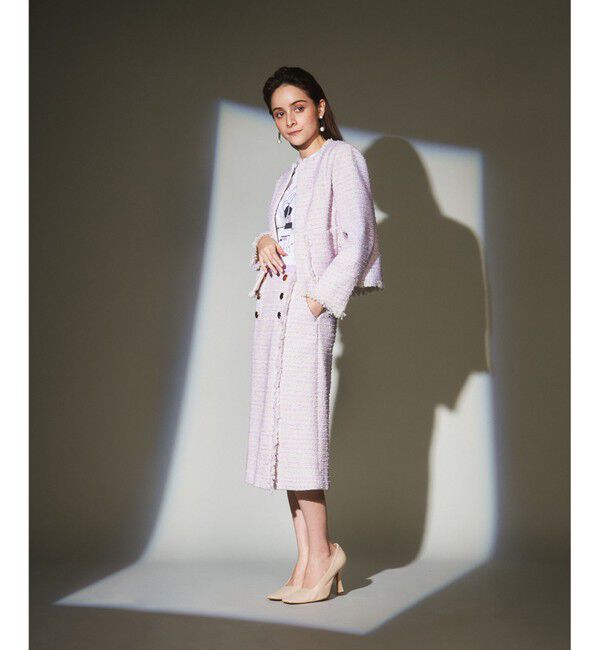  「ツイードフリンジジャケット」|ノーカラージャケット|