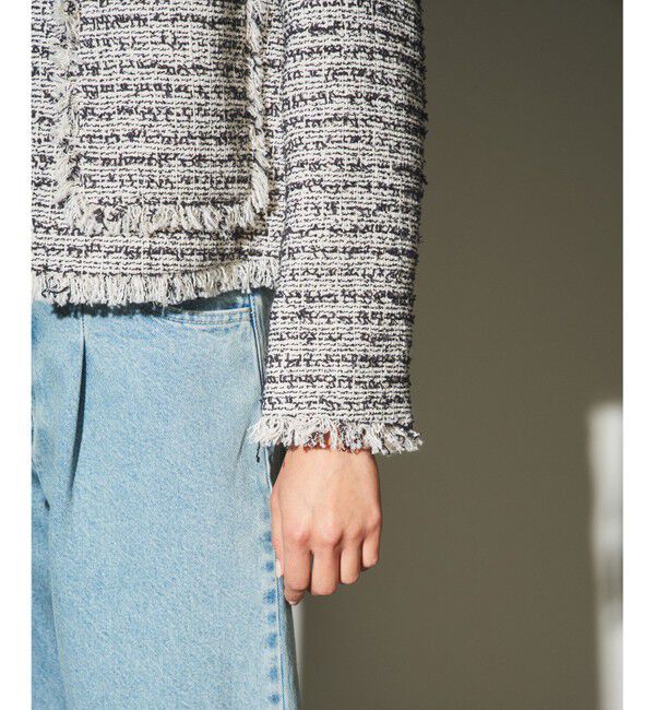  「ツイードフリンジジャケット」|ノーカラージャケット|