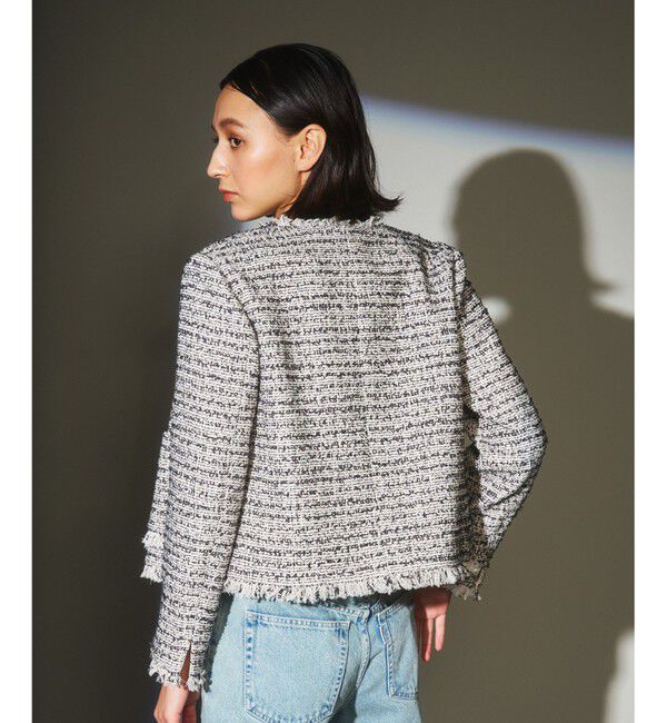  「ツイードフリンジジャケット」|ノーカラージャケット|