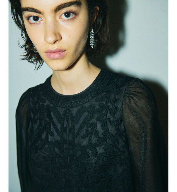 GRACE CONTINENTAL「オーガン袖コード刺繍ドレス」|ドレス|