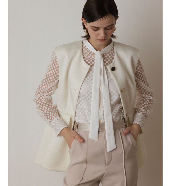  「ダンボールニットジレジャケット」|ノーカラージャケット|キナリ