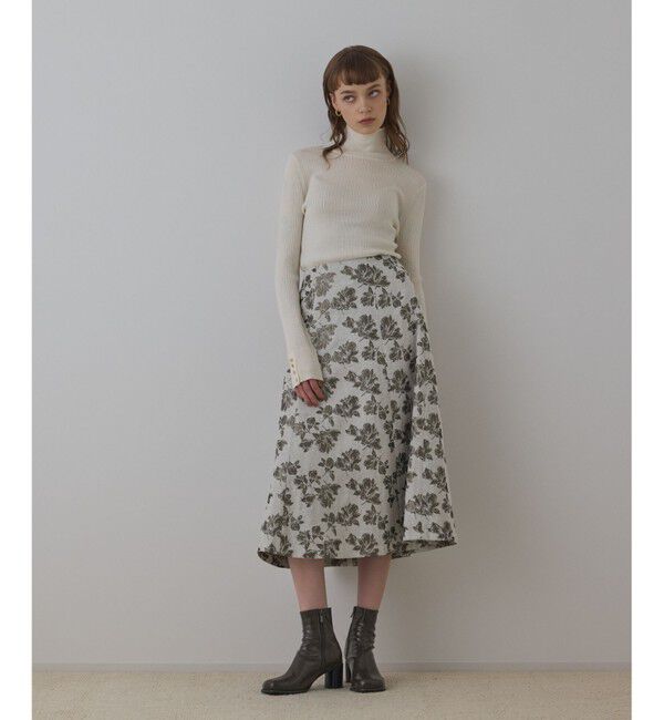 GRACE CONTINENTAL「ラメフラワージャガードフレアスカート」|スカート|