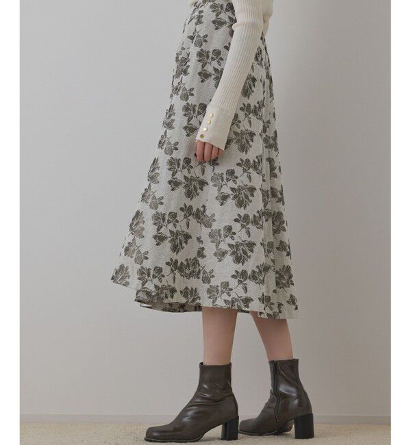 GRACE CONTINENTAL「ラメフラワージャガードフレアスカート」|スカート|