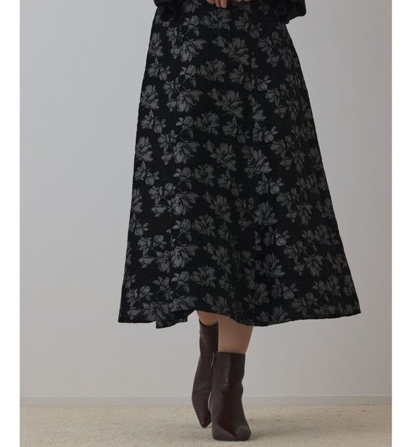 GRACE CONTINENTAL「ラメフラワージャガードフレアスカート」|スカート|