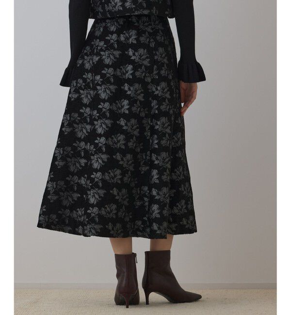 GRACE CONTINENTAL「ラメフラワージャガードフレアスカート」|スカート|