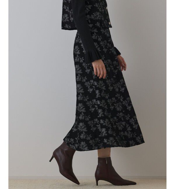 GRACE CONTINENTAL「ラメフラワージャガードフレアスカート」|スカート|