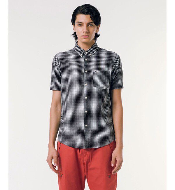 LACOSTE「クールマックスブレンドジャガード半袖チェックシャツ」|シャツ・ブラウス|ブラック