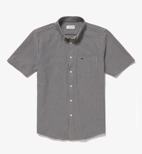 LACOSTE「クールマックスブレンドジャガード半袖チェックシャツ」|シャツ・ブラウス|