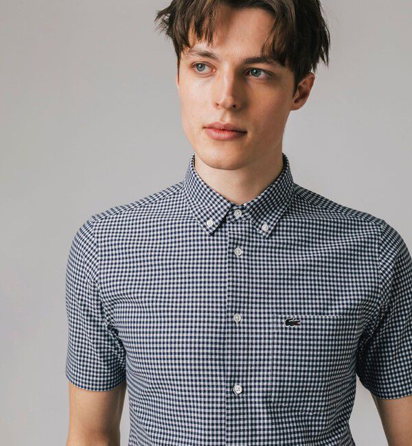 LACOSTE「クールマックスブレンドジャガード半袖チェックシャツ」|シャツ・ブラウス|