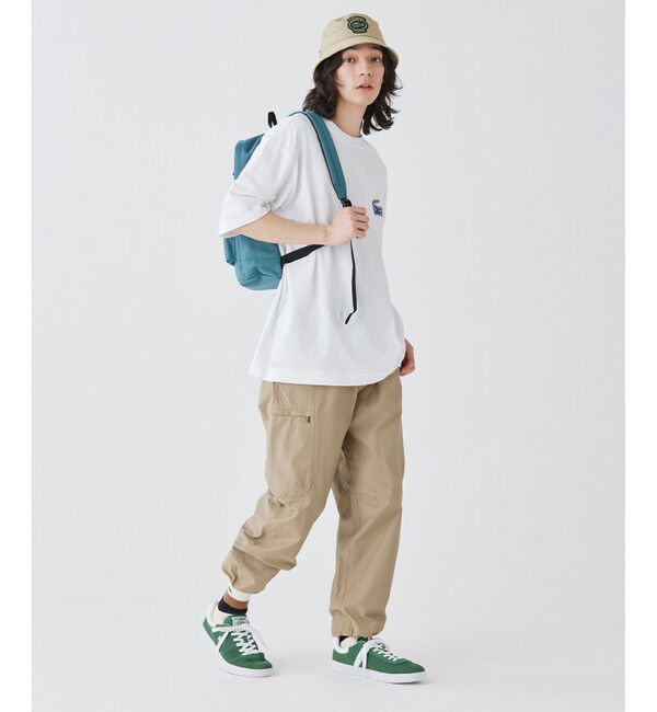 LACOSTE「ワイドテーパード ナイロンコットンツイル 裾ドローコード カーゴパンツ」|カーゴ|