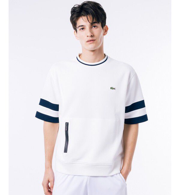 LACOSTE「スリーブラインダブルフェイス鹿の子地半袖Tシャツ トレーナー」|スウェット・ジャージ|ホワイト