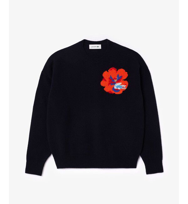 LACOSTE「フラワージャカードハイゲージニットセーター」|ニット・セーター|ダークネイビー