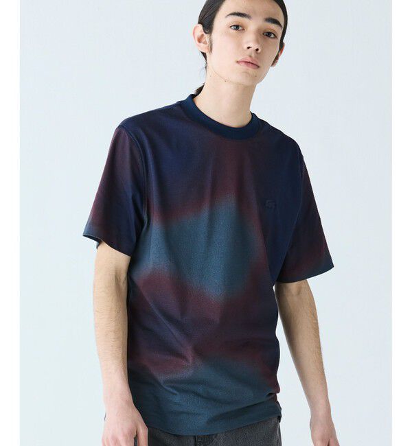LACOSTE「オンブレテキスタイルクルーネック半袖Tシャツ」|Tシャツ・カットソー|ネイビー