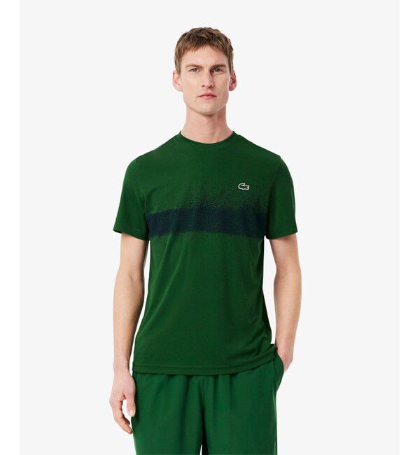 LACOSTE「UPF50 UVカット『ジョコビッチ』コートラインウルトラドライ鹿の子地Tシャツ」|Tシャツ・カットソー|グリーン