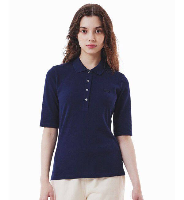 LACOSTE「スリムフィットハーフスリーブポロシャツ」|ポロシャツ|ネイビー