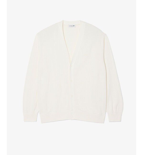 LACOSTE「ハイゲージリブニットカーディガン」|カーディガン|ホワイト