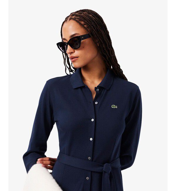 LACOSTE「鹿の子地ポロカラーシャツドレス」|ワンピース|