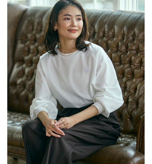 LACOSTE「【オンライン限定】LACOSTE バルーンスリーブ サイドスリット オーバーサイズTシャツ」|Tシャツ・カットソー|