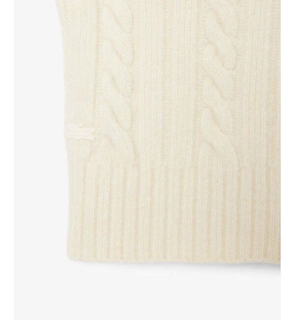 LACOSTE「パッチワークエフェクト ウールニットハイネックセーター」|ニット・セーター|