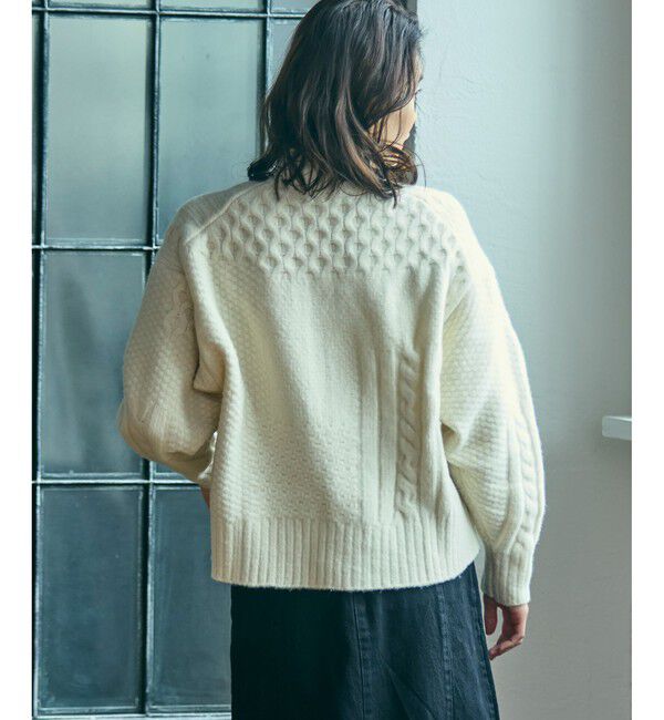 LACOSTE「パッチワークエフェクト ウールニットハイネックセーター」|ニット・セーター|