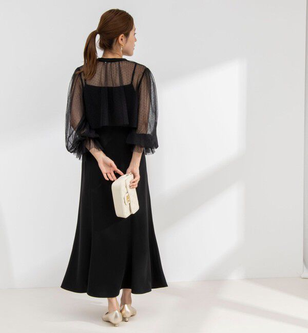 NOLLEY'S「ドットチュールブラウス コンビキャミワンピース」|ワンピース|