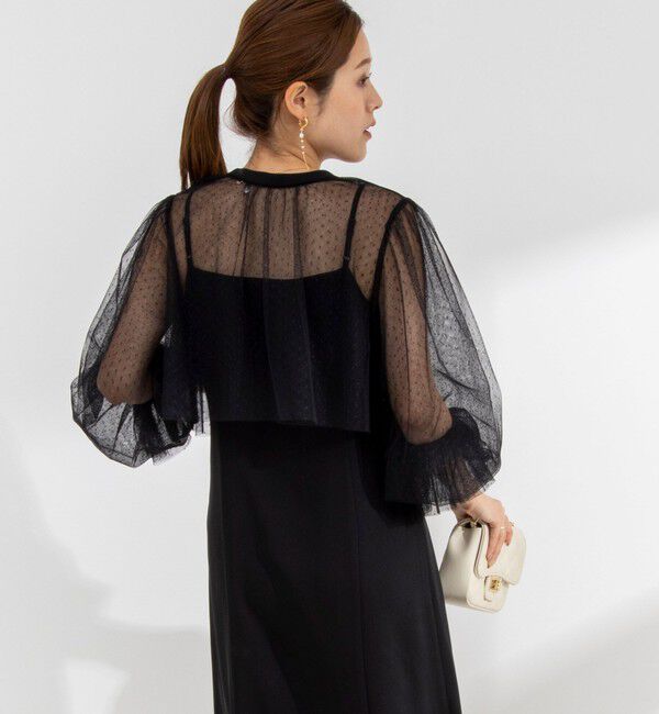 NOLLEY'S「ドットチュールブラウス コンビキャミワンピース」|ワンピース|