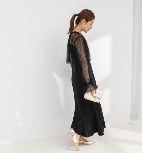 NOLLEY'S「ドットチュールブラウス コンビキャミワンピース」|ワンピース|