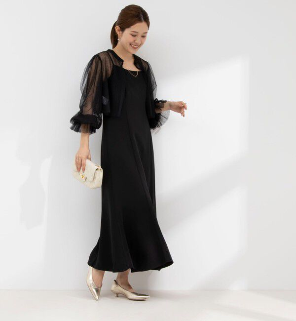 NOLLEY'S「ドットチュールブラウス コンビキャミワンピース」|ワンピース|