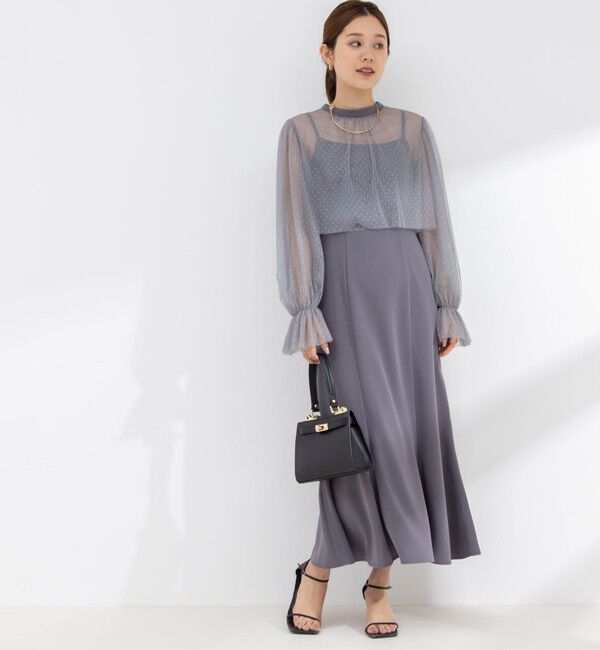 NOLLEY'S「ドットチュールブラウス コンビキャミワンピース」|ワンピース|