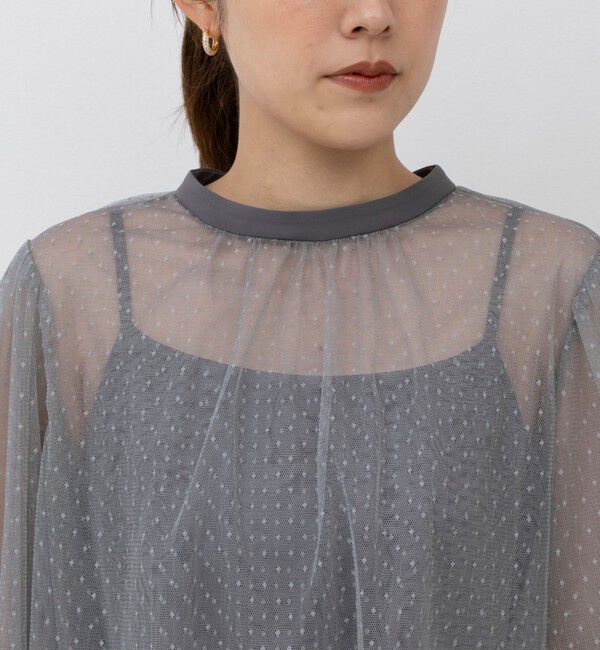 NOLLEY'S「ドットチュールブラウス コンビキャミワンピース」|ワンピース|