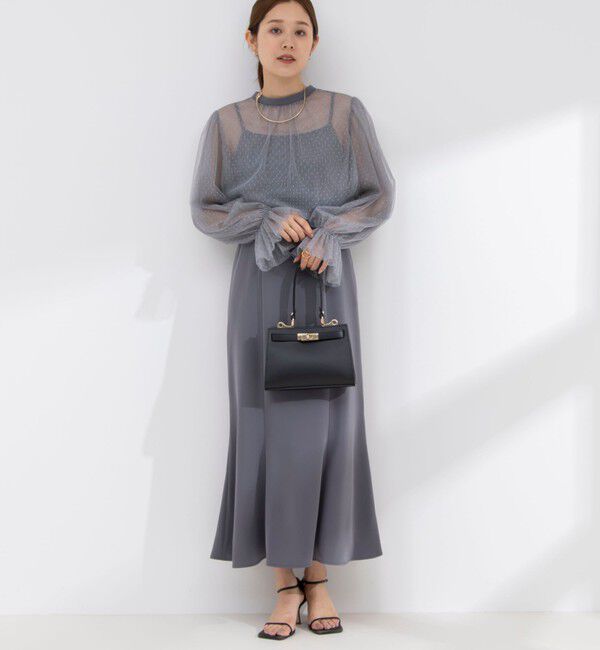 NOLLEY'S「ドットチュールブラウス コンビキャミワンピース」|ワンピース|