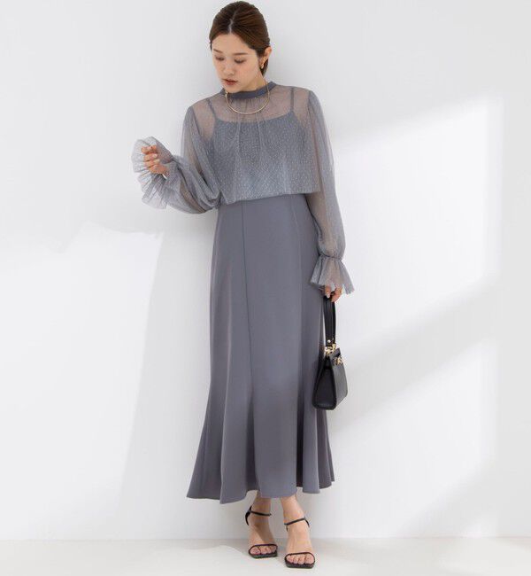 NOLLEY'S「ドットチュールブラウス コンビキャミワンピース」|ワンピース|