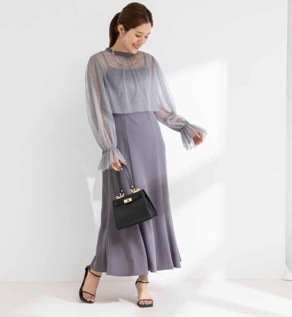 NOLLEY'S「ドットチュールブラウス コンビキャミワンピース」|ワンピース|