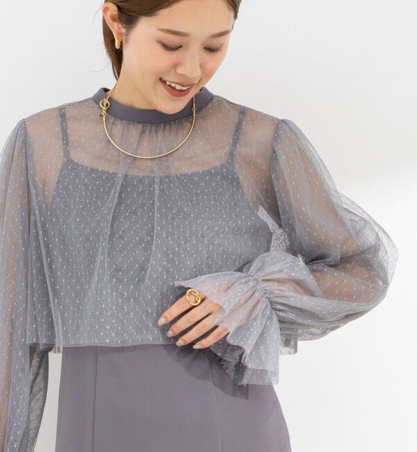 NOLLEY'S「ドットチュールブラウス コンビキャミワンピース」|ワンピース|