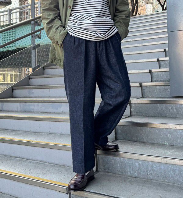 WORK ABOUT「NSOK デニム2タックワイドパンツ 25SS」|デニム|インディゴブルー
