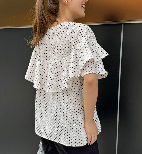 NOLLEY'S「【追加】サッカードットバックフリルブラウス」|シャツ・ブラウス|