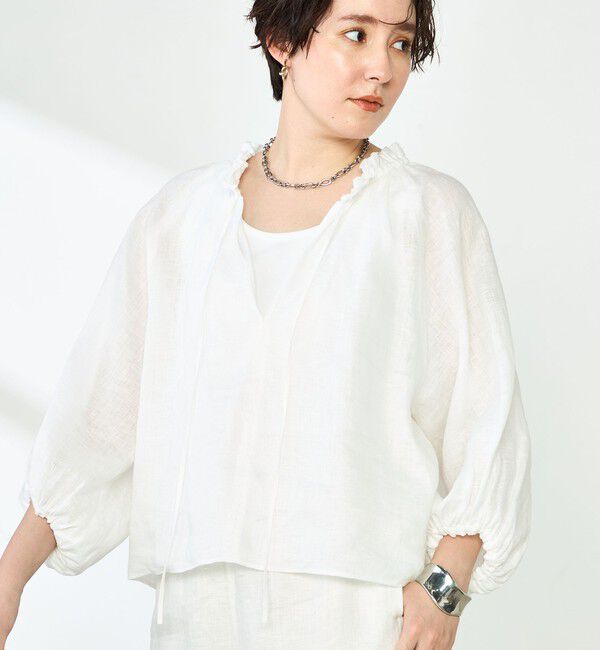 NOLLEY'S「《セットアップ対応》リネンフリル衿ブラウス」|シャツ・ブラウス|