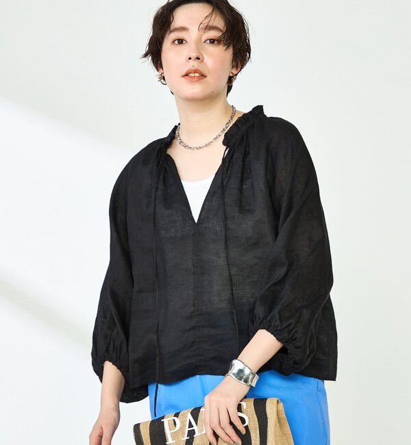 NOLLEY'S「《セットアップ対応》リネンフリル衿ブラウス」|シャツ・ブラウス|
