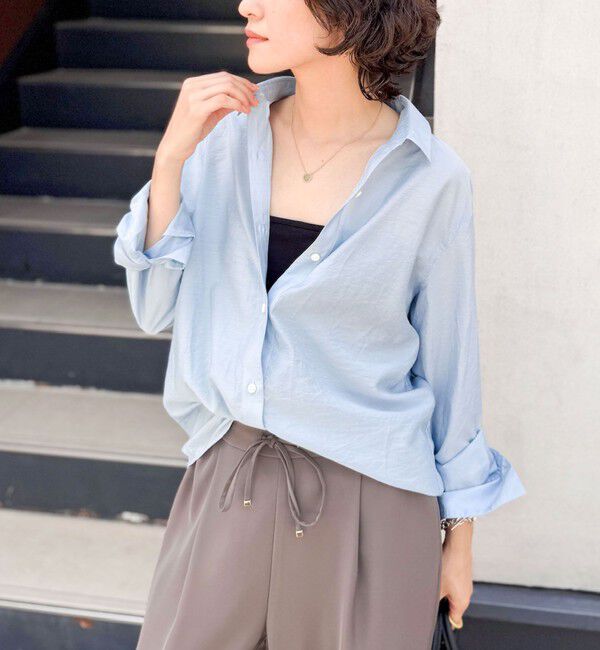 NOLLEY'S sophi「《セットアップ対応》シアーローン２WAYシャツ」|シャツ・ブラウス|ライトブルー