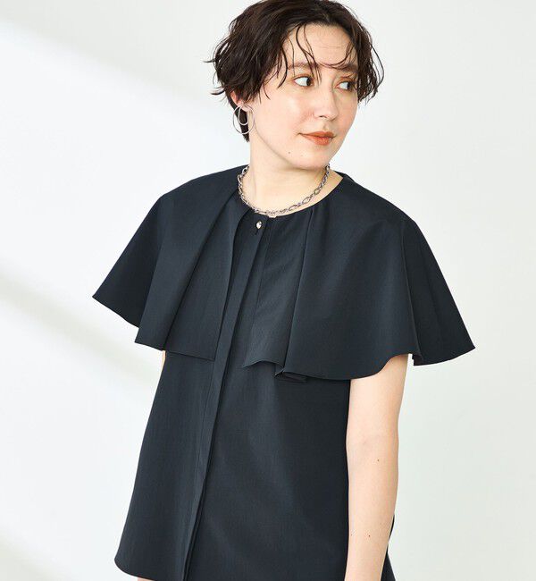NOLLEY'S sophi「高機能 タフタケープブラウス」|シャツ・ブラウス|ブラック